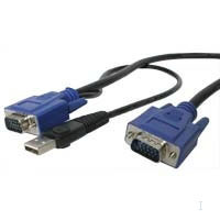 Startech.com Cable para KVM USB Ultra Delgado 2-en-1 de 15 pies (SVECONUS15)